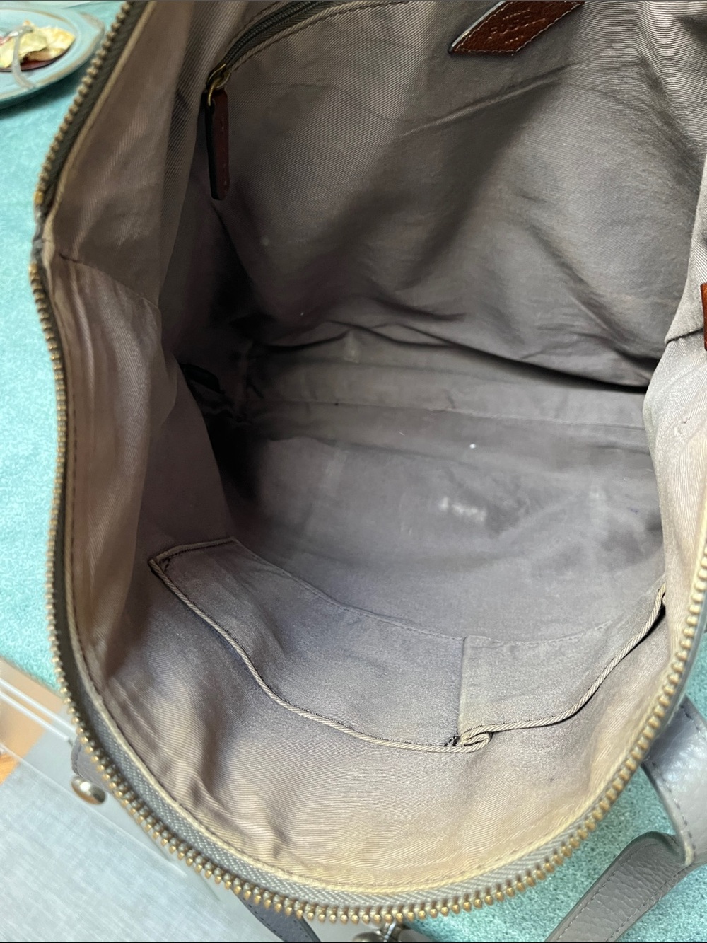 Fossil Grey Leather Tote Bag - Picture 12 of 13